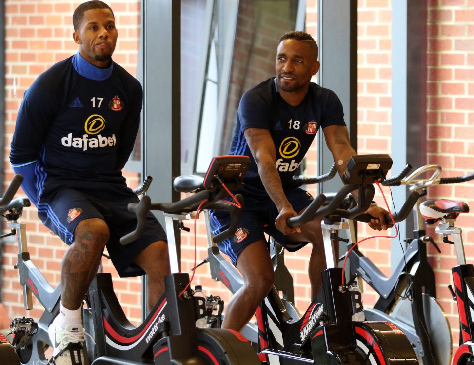 On yer bike...Defoe proves his pedal power