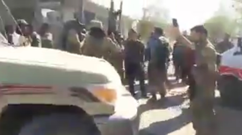 The members of the Islamist rebel group were chanting: "We will slaughter you" at the American troops