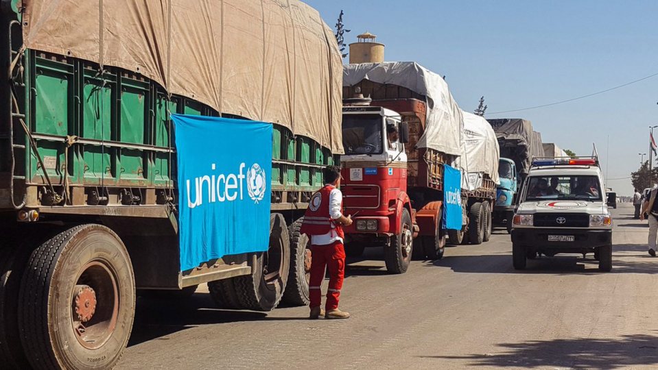 The supply trucks were some of the first to be sent into the area with thousands of people trapped without food and medical supplies (stock image)