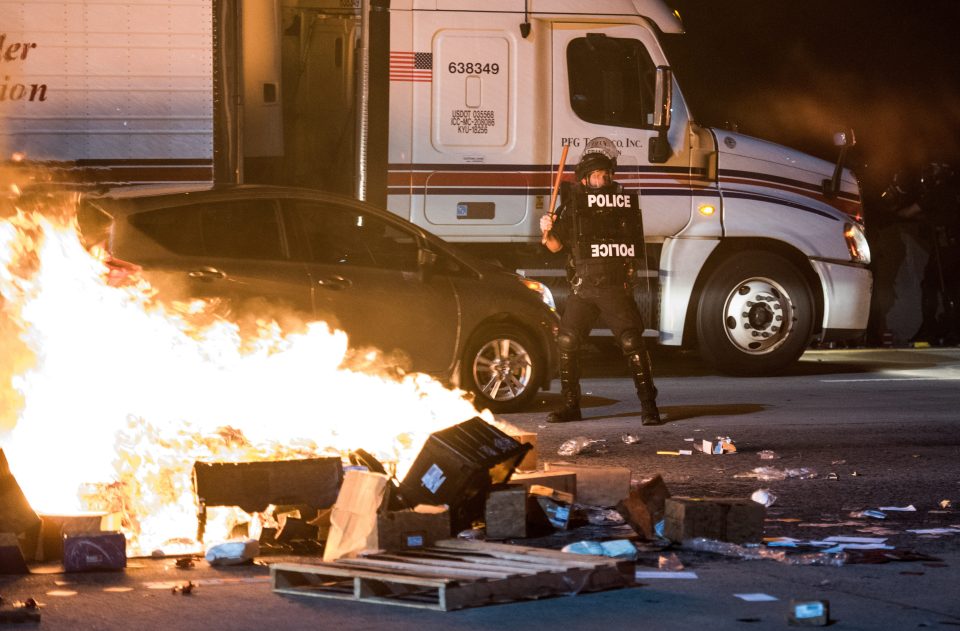 Protests broke out in the streets with fires set 