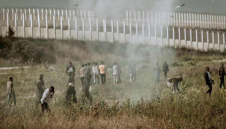 The riots broke out on wasteland near the so-called Jungle refugee camp