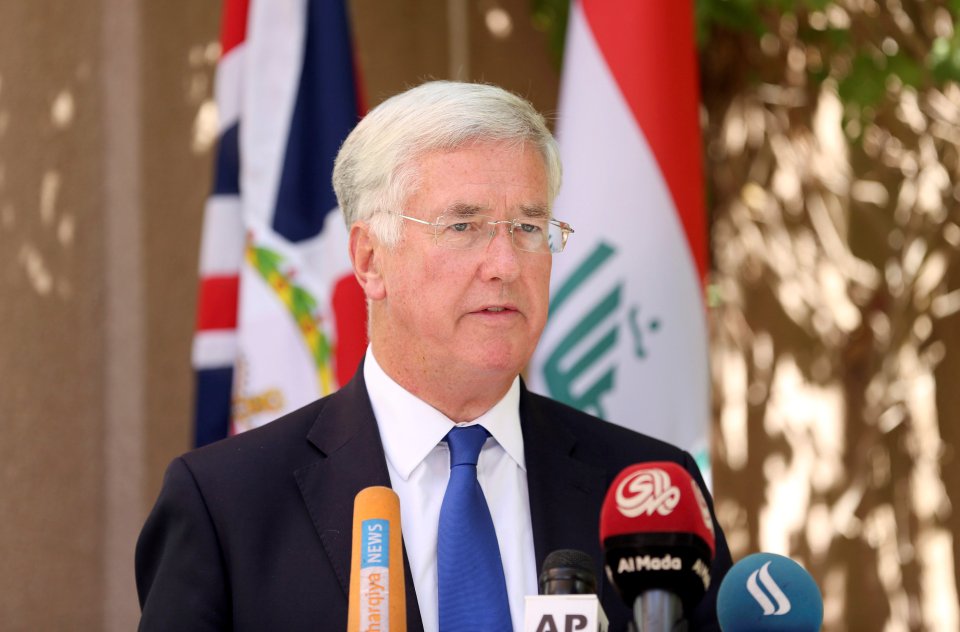 Britain's Defence Secretary Michael Fallon speaks during a press conference at the British embassy in Baghdad