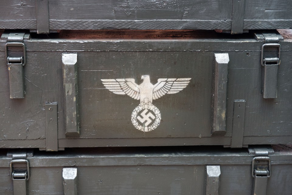 Ammo cases painted with Nazi swastikas were seen outside of Blenheim Palace 