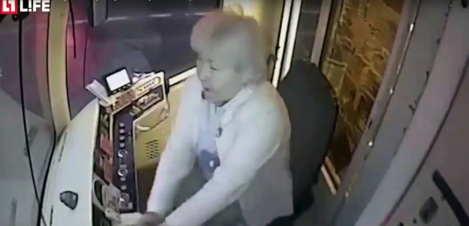 The tram driver tries to stop the tram when she spots the pedestrian 