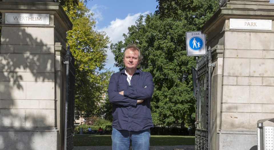 On the case... Investigator and author Eric Slot pictured in front of the Wertheimpark Park in Amsterdam, where he believes the 'incident' happened