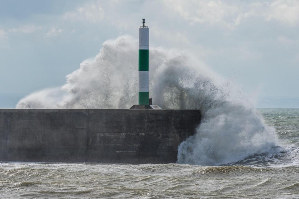 Blustery winds and crashing waves at Aberystwyth seafront this weekend