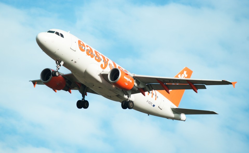 Easyjet airplane flying in the air