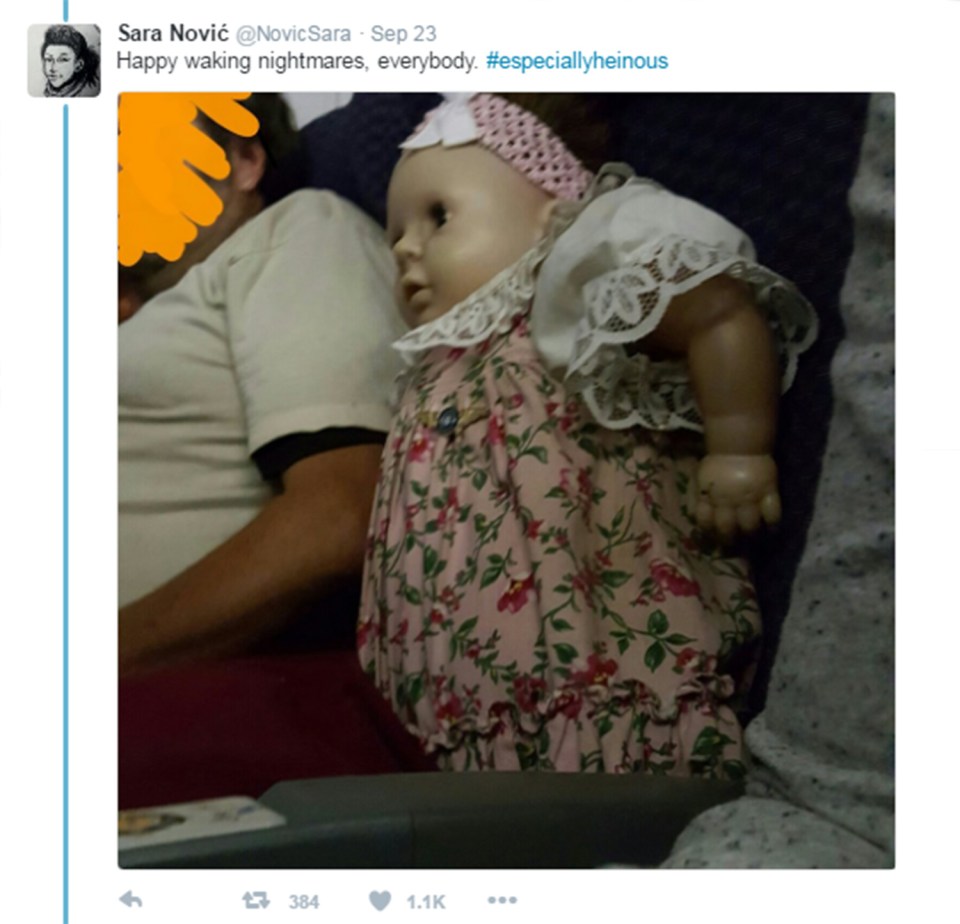 And she updated her followers with the story after she ended up being plonked next to the doll for a second time