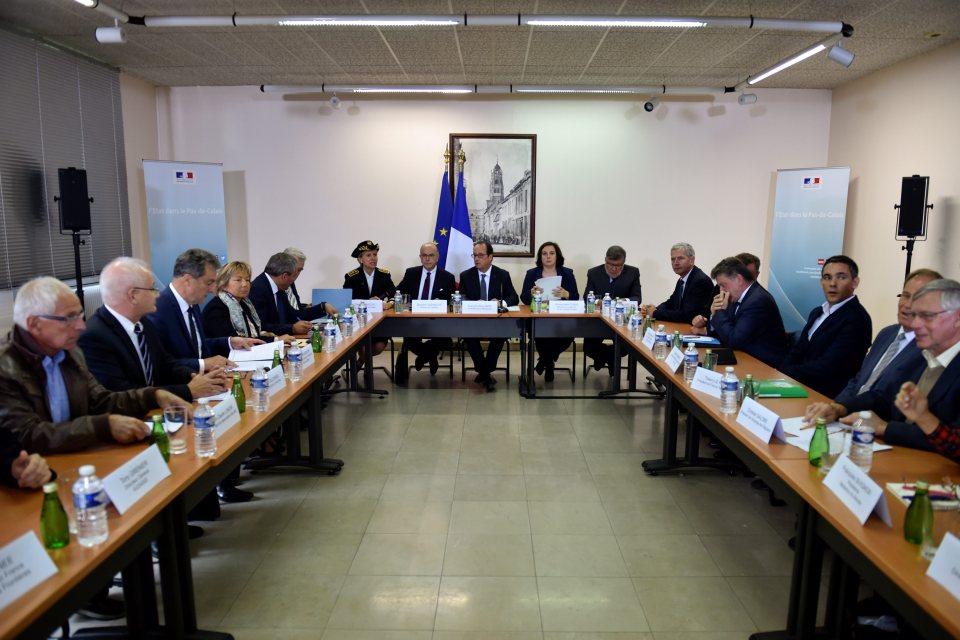 French President Francois Hollande has been involved in talks on Monday about the future of the Calais site