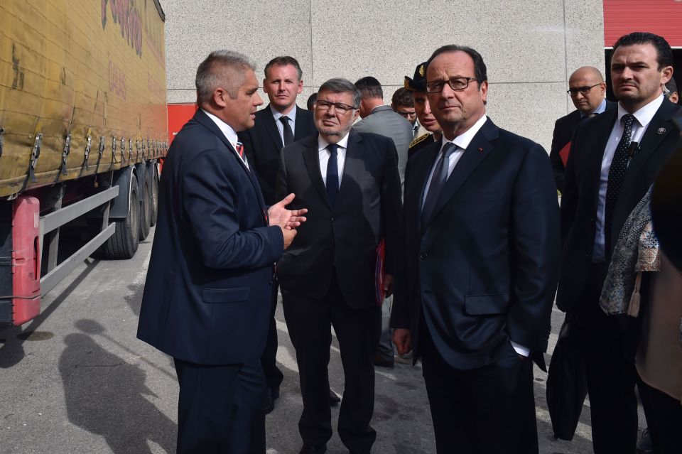 Hollande spent time inspecting local transport at the port