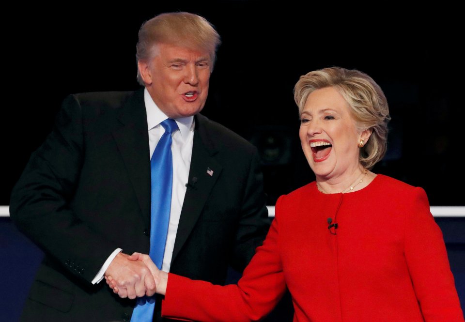 The two White House hopefuls cordially shook hands as they readied for their 90-minute face-off