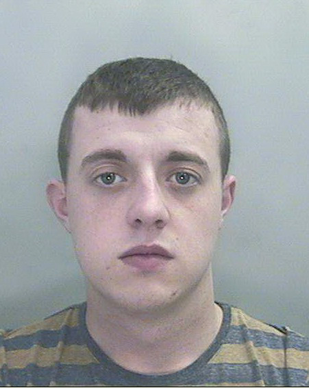 Cameron Davies, pictured, and the rest of Probert's gang set fir to a string cars worth over £20,000 before bombing the one on Ms Thomas' driveway