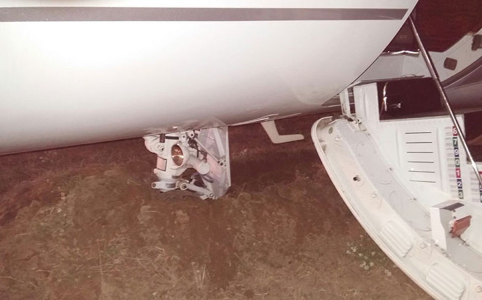 The undercarriage and landing gear of the 31-year-old's plane was damaged during the crash