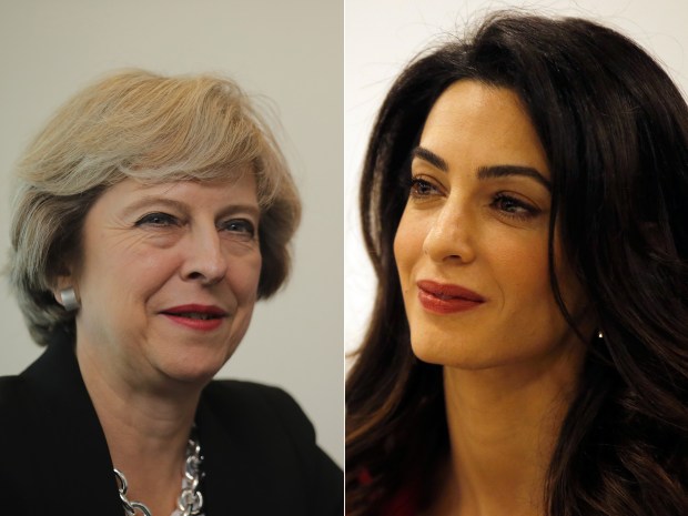 Theresa May and Amal Clooney