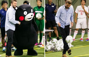 David Beckham still has the magic touch as he shows off skills in charity game for earthquake victims
