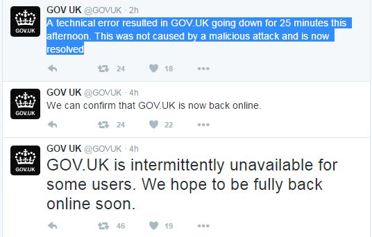 Westminster shared news of the outage using its gov.uk page 