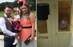 Chilling moment 'killer clown' appeared in window of mum's home as her daughter was sleeping