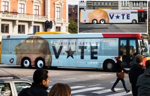 Donald Trump ‘crazy-eyes’ bus advert campaign sends the internet into a frenzy