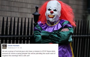 'Clown-hunting' groups of vigilantes are being set up to tackle craze sinister sweeping the UK