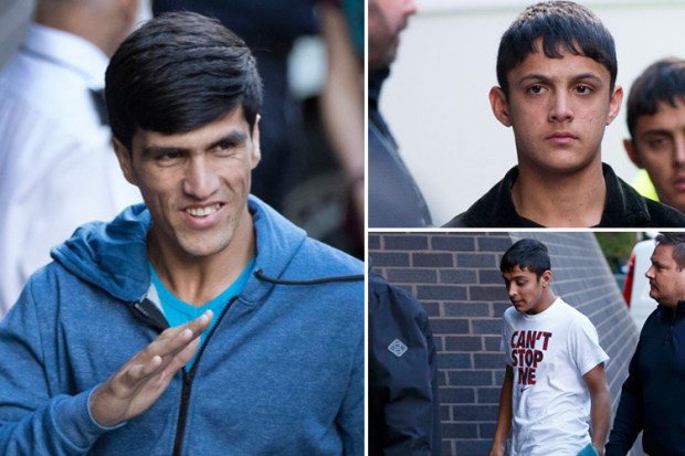 Migrants arriving at the Home Office immigration centre in Calais