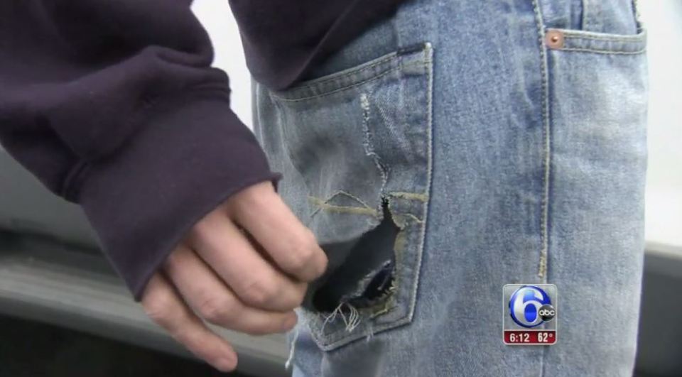The student jeans were also damaged in the alleged incident
