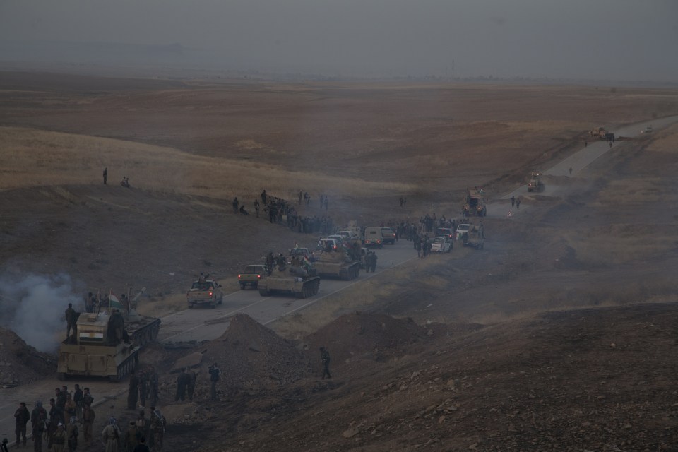 Kurdish Regional Government's peshmerga forces attack Daesh targ