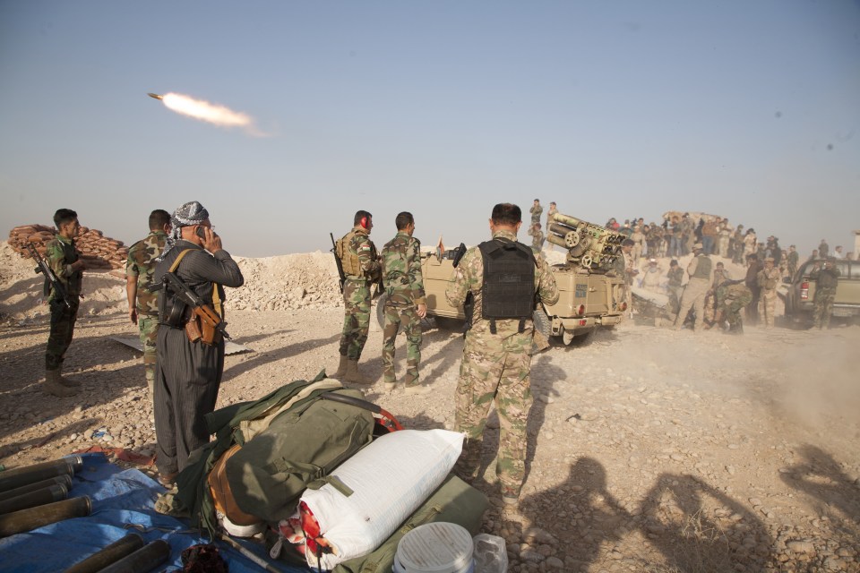 Kurdish Regional Government's peshmerga forces attack Daesh targ