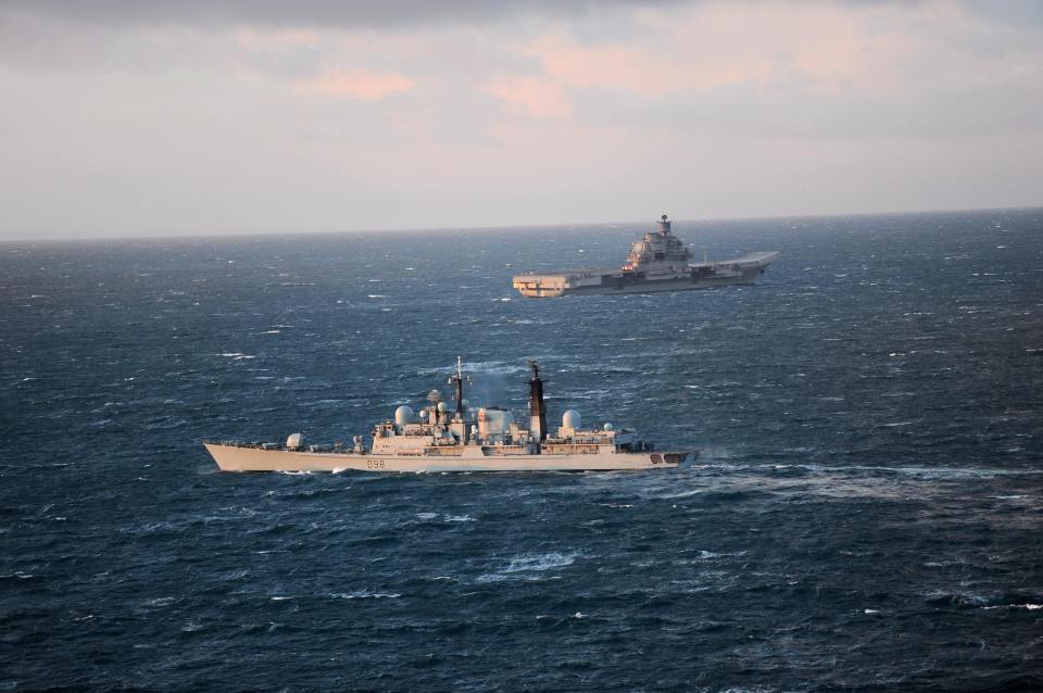 It is not the first time the Royal Navy has been called into action to escort on of the ships. HMS York steams alongside the Russian aircraft carrier Admiral Kuznetsov here in 2011