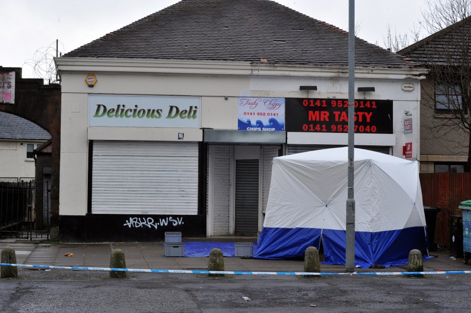 Leathem's deli in Clydebank where he brutally murdered Paige
