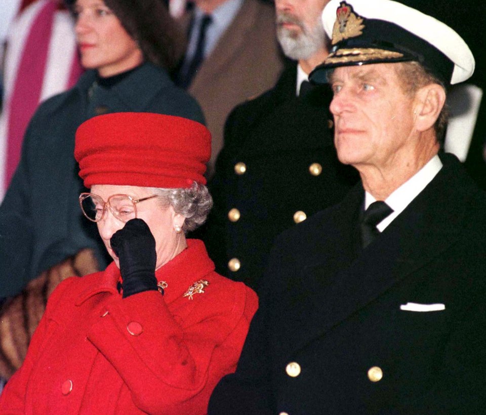 The Queen was pictured shedding a tear when HMY Britannia was taken out of action