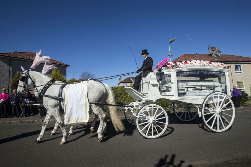 Paige's coffin was transported by a horse-drawn carriage at her funeral in April