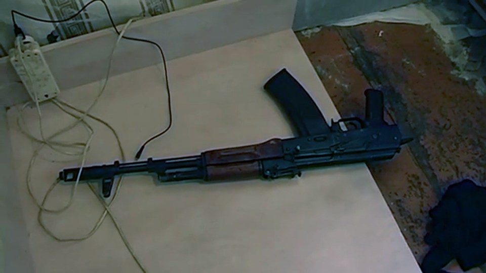 An assault rifle seized when Russian authorities arrested a suspected ISIS terrorist earlier this year