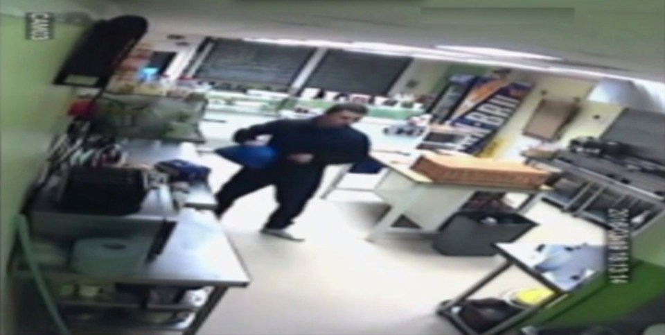 Leathem inside the deli where he butchered Paige just hours after her death