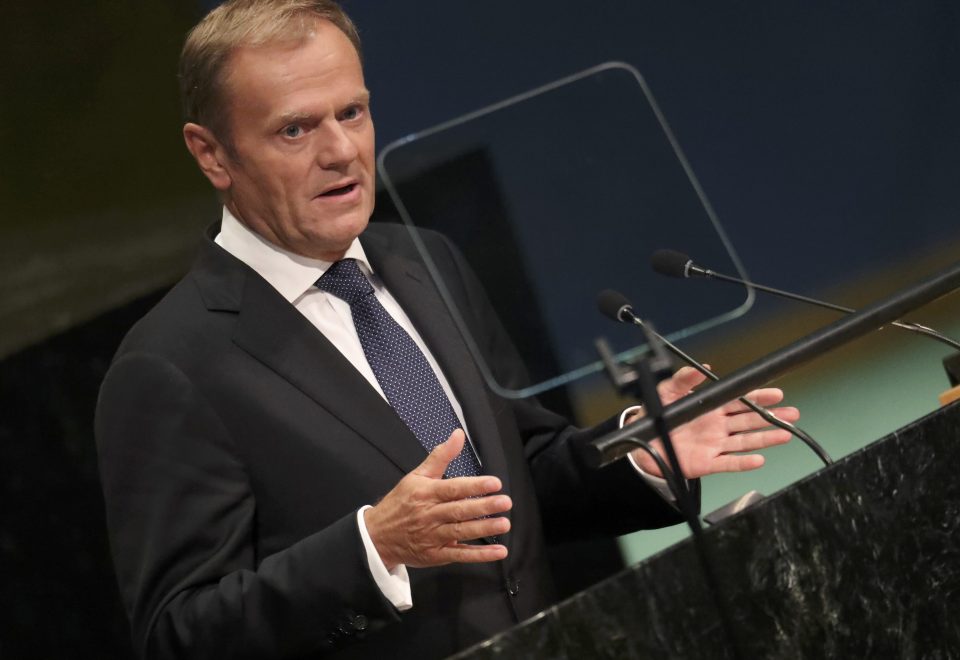 European Union President Donald Tusk addresses the 71st United Nations General Assembly in New York