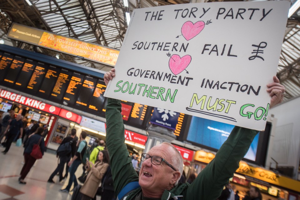 Southern Train Commuters Demonstrate at Victoria Station London