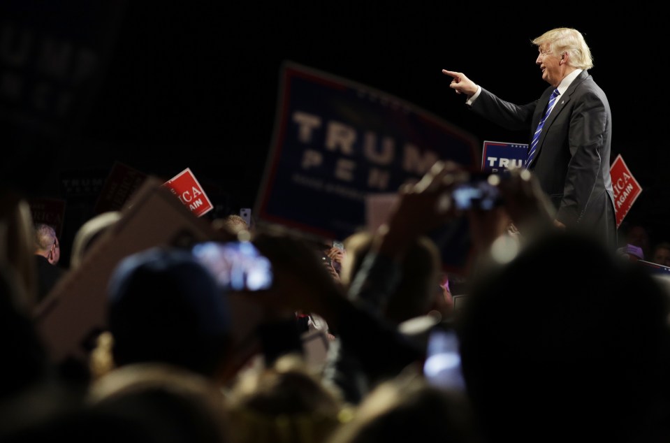 Rallying cry . . . Trump addresses crowd of supporters