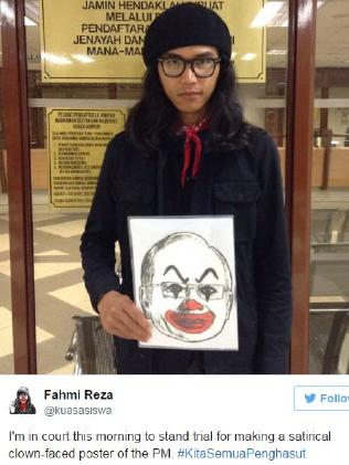 Malaysias Banksy, artist Fahmi Riza posted this on Twitter after he was charged over depicting Malaysian prime minister Najib Razak as a clown