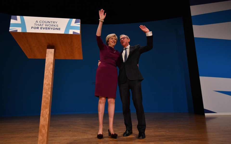 She was joined on stage after her speech by her husband Philip