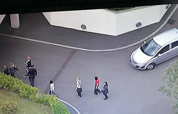 Aerial footage shows cops at the scene of the raid