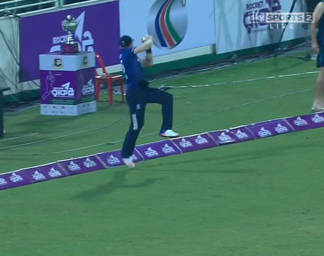 David Willey takes the catch on the boundary