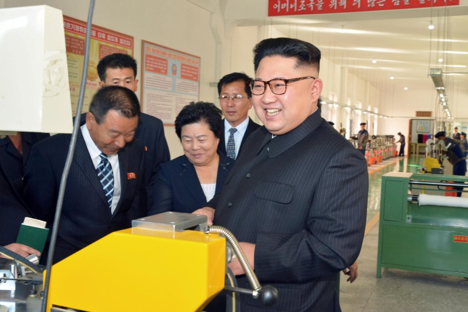 North Korean leader Kim Jong Un provides field guidance to the Mangyongdae Revolutionary Site Souvenir Factory in this photo released by North Korea's Korean Central News Agency (KCNA) in Pyongyang