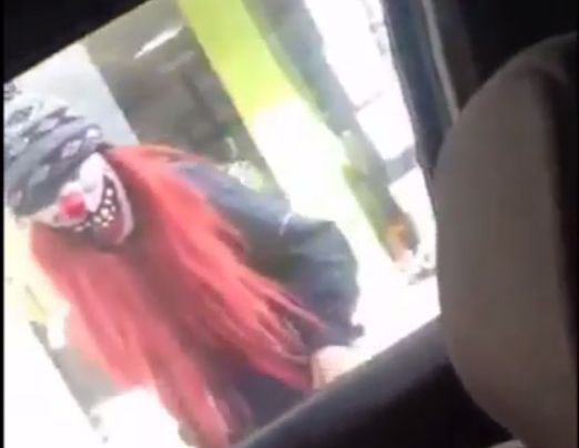 A "killer clown" such as this one approached young Nave in the park