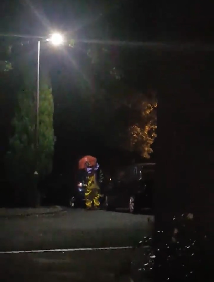 A creepy clown lurked outside a familys window for 15 minutes before a grandmother told it to p*** off