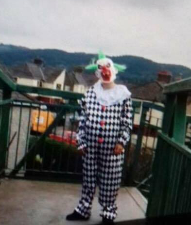 The first person in Britain to be fined - and get a criminal record - for dressing as a killer clown was unmasked as a jobless teenager, Connor Jones