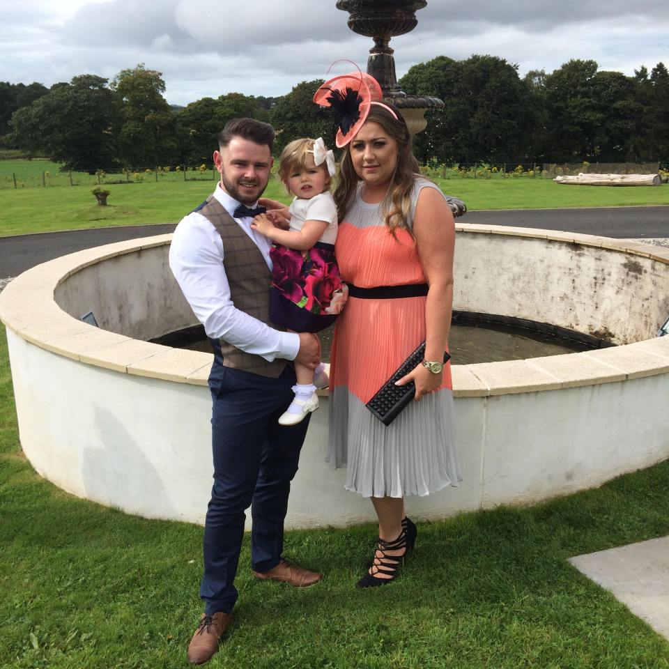 Sarah Lammie with partner Andrew and daughter Esme