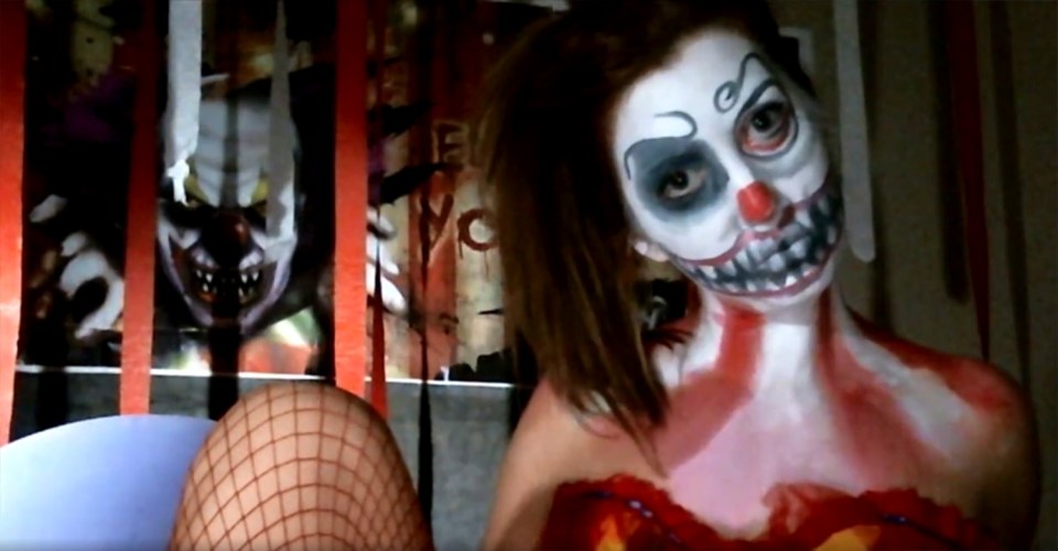 Another woman, dressed as a clown on a porn site, as the "killer clown" craze continues