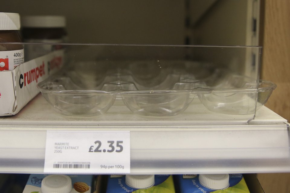 Shelves that previously held Marmite have emptied at the Clerkenwell Tesco in central London