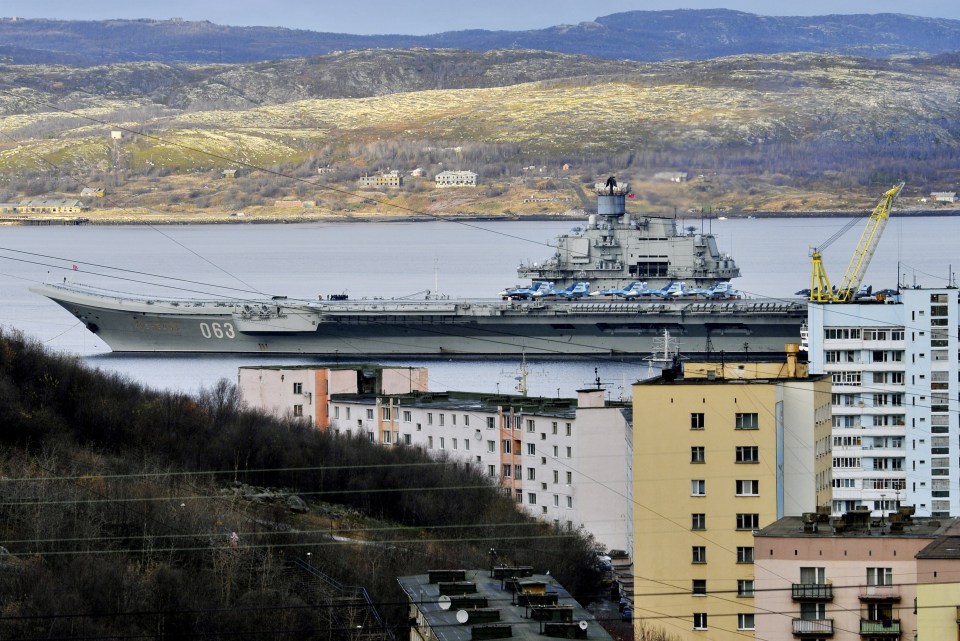 Russian aircraft carrier Admiral Kuznetsov in Murmansk