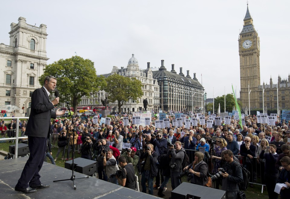 Zac Goldsmith speaking at a rally against the proposed expansion of Heathrow Airport last year