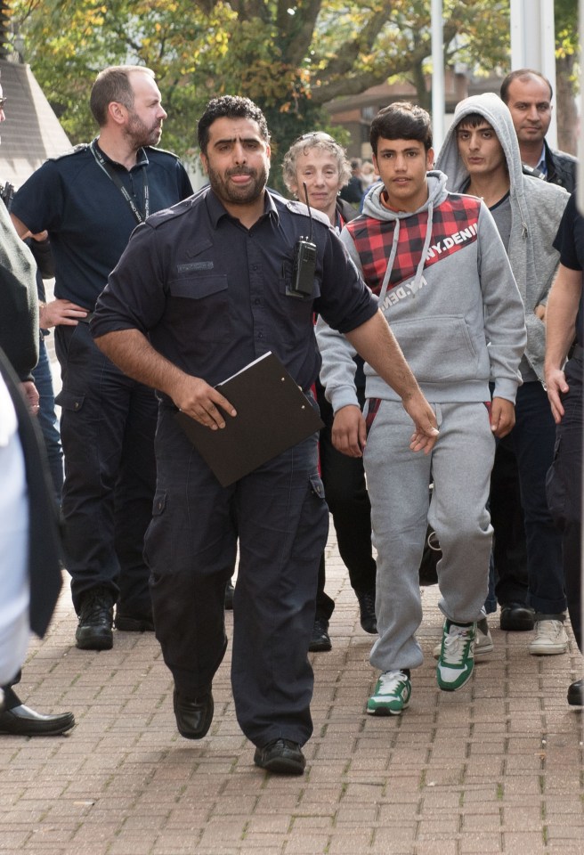 Calais Migrant 'children' from the Jungle arrive at the UK Immigration 
